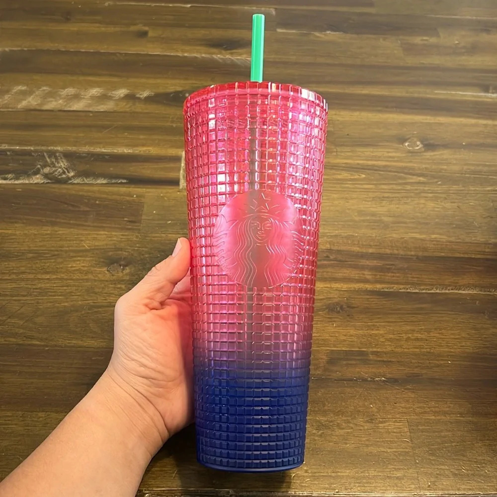 Starbucks Watermelon Gradient Grid Gem Cup Straw Tumbler